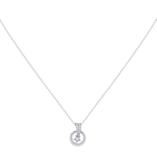 LuvMyJewelry Stellar Eclipse Diamond Pendant Necklace In 14K White Gold