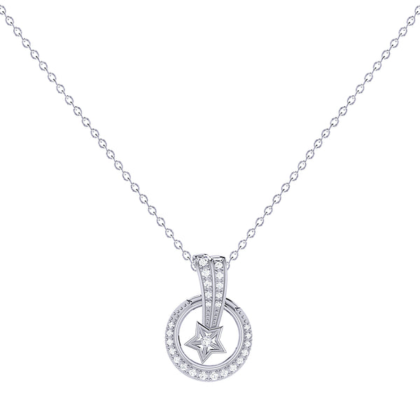 LuvMyJewelry Stellar Eclipse Diamond Pendant Necklace in 14K White Gold