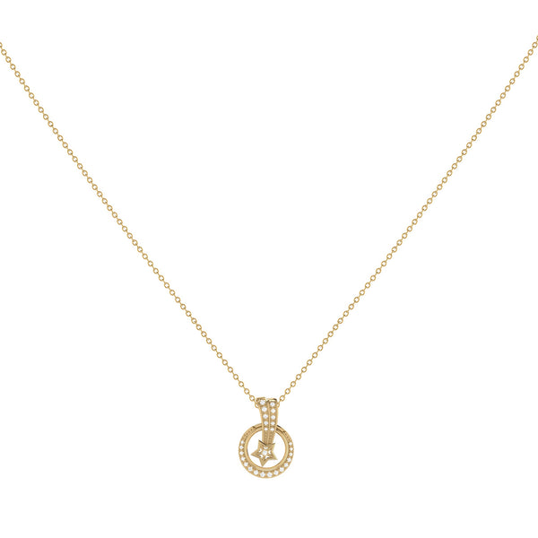 LuvMyJewelry Stellar Eclipse Diamond Pendant Necklace In 14K Yellow Gold