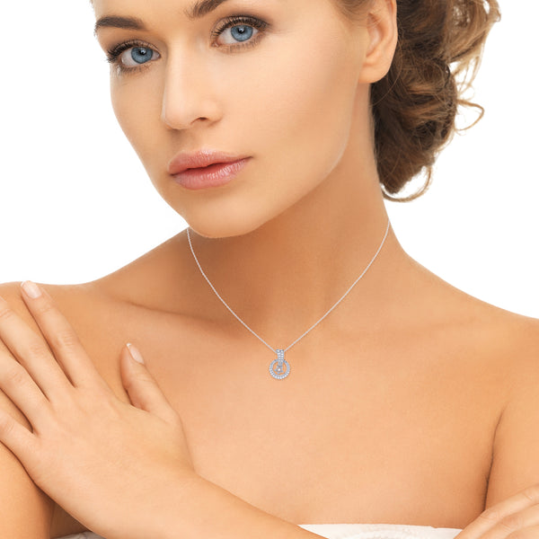LuvMyJewelry Stellar Eclipse Diamond Pendant Necklace In Sterling Silver