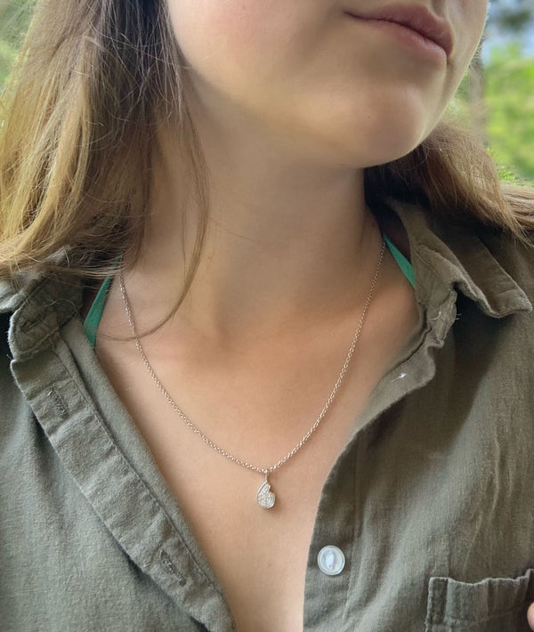 LuvMyJewelry Street Cycle Open Teardrop Diamond Pendant In Sterling Silver