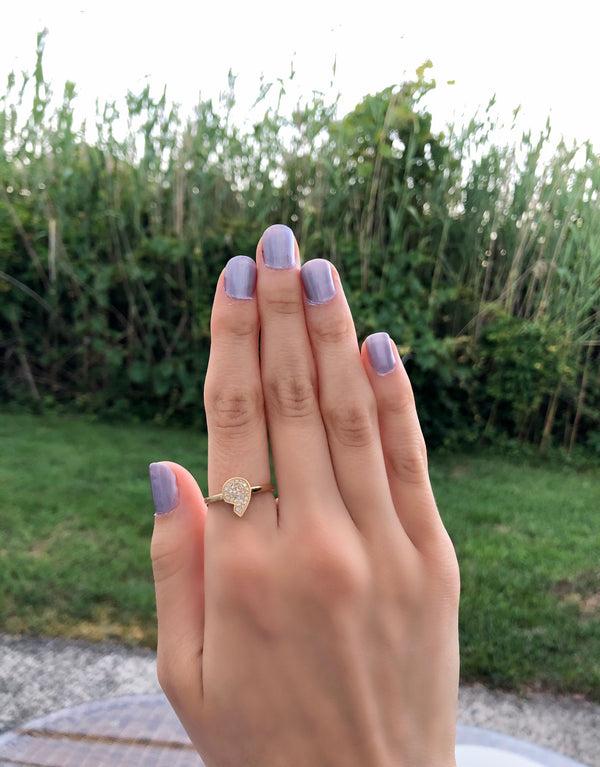 LuvMyJewelry Street Cycle Open Teardrop Diamond Ring In 14K Yellow Gold Vermeil On Sterling Silver