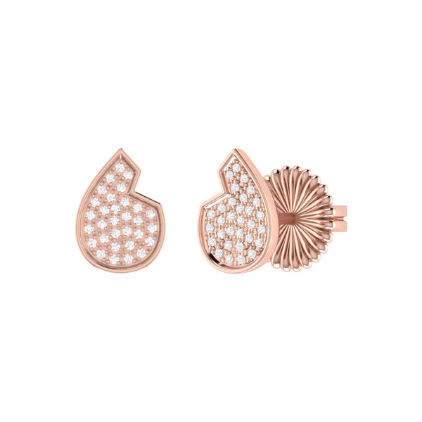 LuvMyJewelry Street Cycle Open Teardrop Diamond Stud Earrings in 14K Rose Gold Vermeil on Sterling Silver