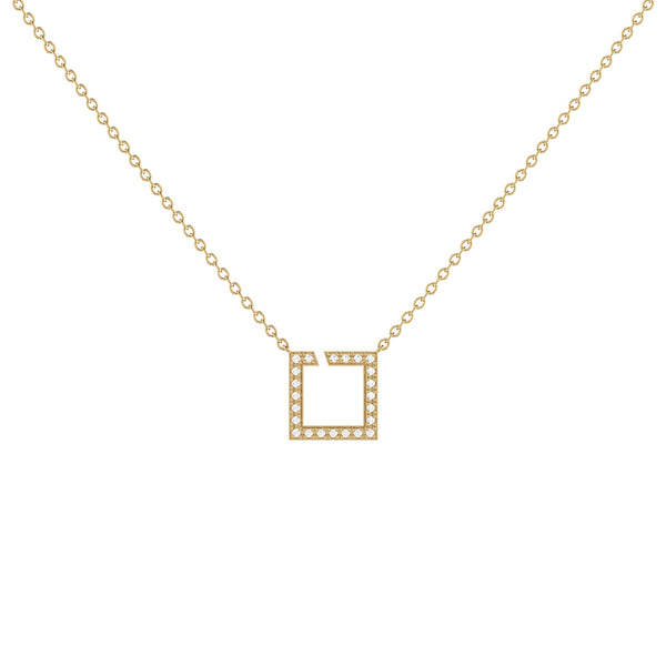 LuvMyJewelry Street Light Diamond Square Necklace in 14K Yellow Gold Vermeil on Sterling Silver