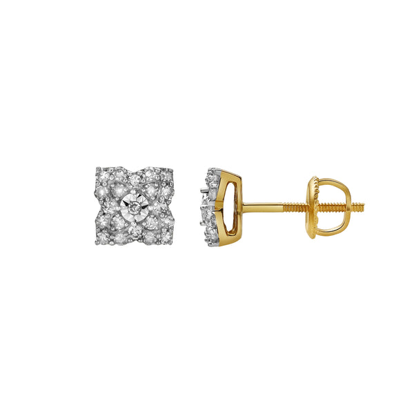 LuvMyJewelry Suave 10K Yellow Gold Diamond Unisex Earrings - 0.37 Cts