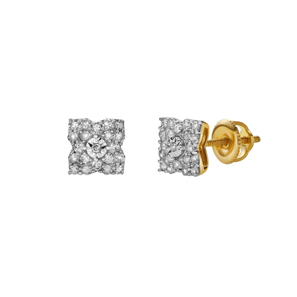 LuvMyJewelry Suave 10K Yellow Gold Diamond Unisex Earrings - 0.37 Cts