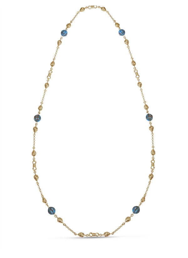 LuvMyJewelry Summer Nights Turquoise Layered Necklace in 14K Yellow Gold Plated Sterling Silver