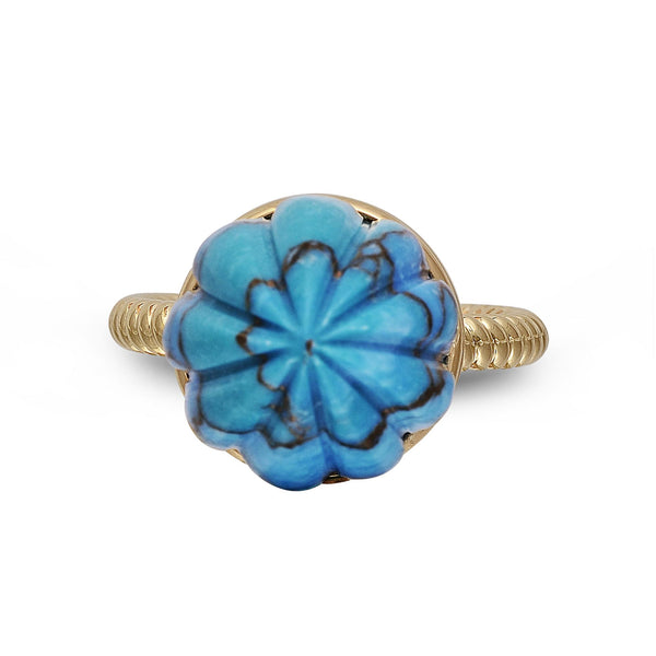 LuvMyJewelry Summer Nights Turquoise Single Stone Ring & Pendant In 14K Yellow Gold Plated Sterling Silver