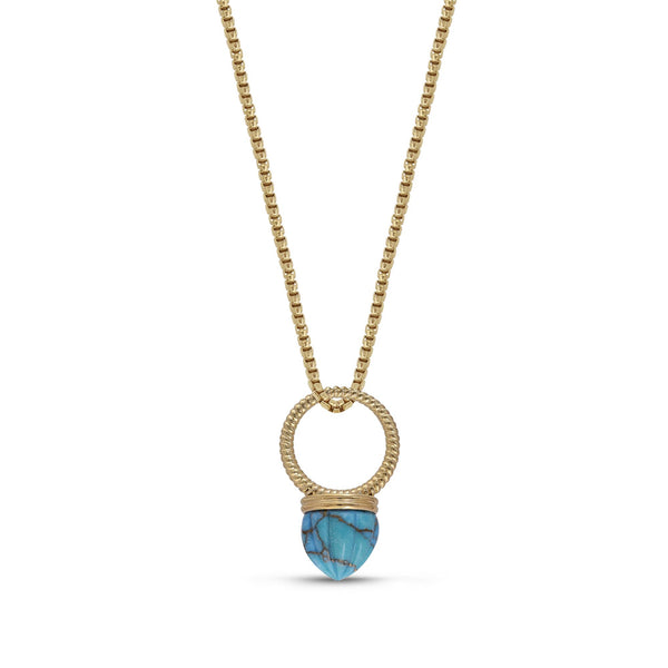 LuvMyJewelry Summer Nights Turquoise Single Stone Ring & Pendant in 14K Yellow Gold Plated Sterling Silver