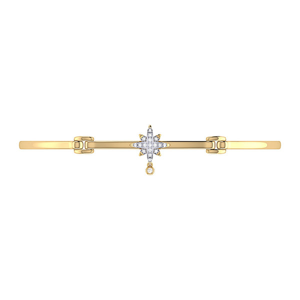 LuvMyJewelry Supernova Bezel Drop Diamond Bangle In 14K Yellow Gold