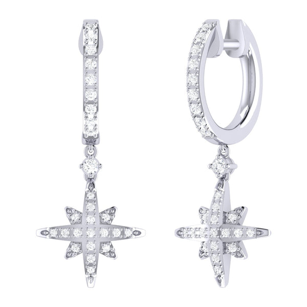 LuvMyJewelry Supernova Diamond Hoop Earrings in 14K White Gold