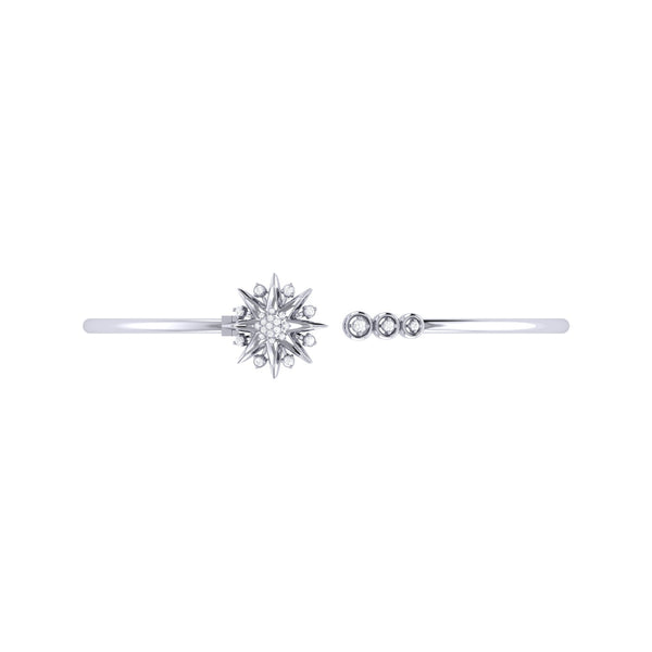 LuvMyJewelry Supernova Star Adjustable Diamond Cuff In 14K White Gold