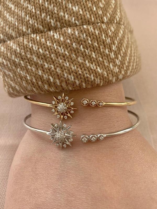 LuvMyJewelry Supernova Star Adjustable Diamond Cuff In 14K Yellow Gold Vermeil On Sterling Silver