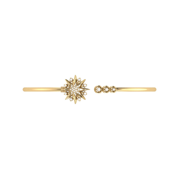 LuvMyJewelry Supernova Star Adjustable Diamond Cuff In 14K Yellow Gold