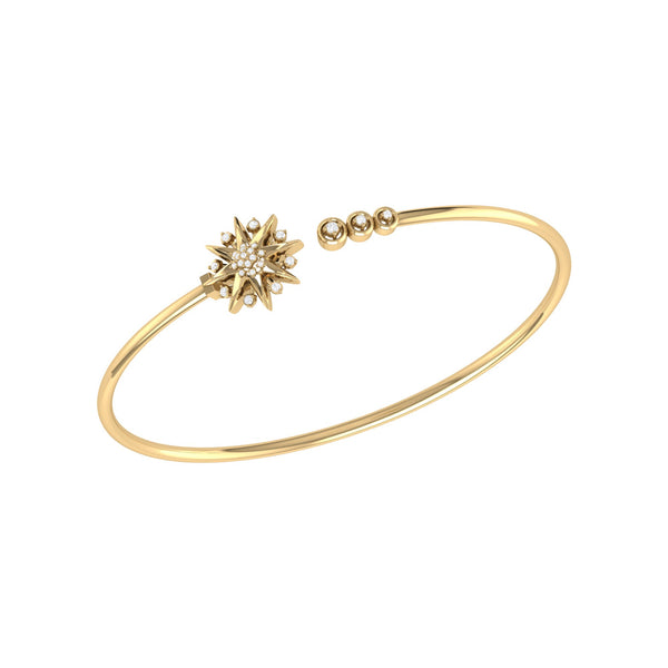 LuvMyJewelry Supernova Star Adjustable Diamond Cuff in 14K Yellow Gold