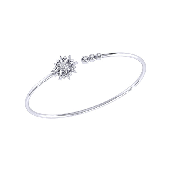 LuvMyJewelry Supernova Star Adjustable Diamond Cuff in Sterling Silver