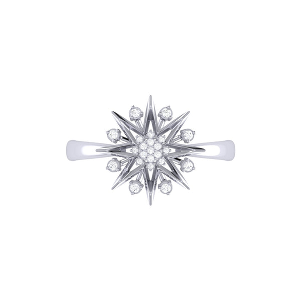 LuvMyJewelry Supernova Star Diamond Ring In Sterling Silver