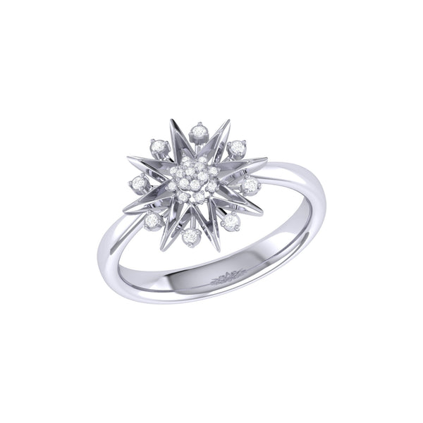 LuvMyJewelry Supernova Star Diamond Ring in Sterling Silver
