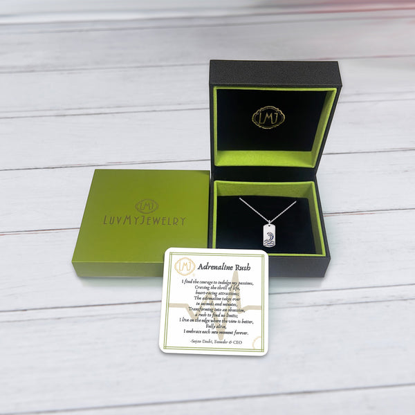 LuvMyJewelry Surfrider Beach Sterling Silver Blue Sapphire & Topaz Stone Tag