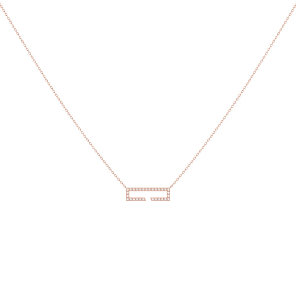 LuvMyJewelry Swing Rectangle Diamond Necklace In 14K Rose Gold Vermeil On Sterling Silver