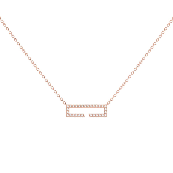 LuvMyJewelry Swing Rectangle Diamond Necklace in 14K Rose Gold Vermeil on Sterling Silver