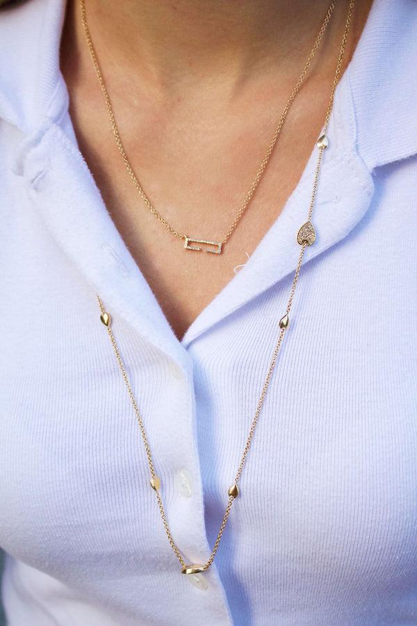 LuvMyJewelry Swing Rectangle Diamond Necklace In 14K Yellow Gold Vermeil On Sterling Silver