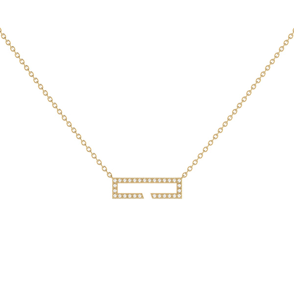 LuvMyJewelry Swing Rectangle Diamond Necklace in 14K Yellow Gold Vermeil on Sterling Silver