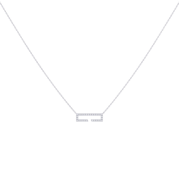 LuvMyJewelry Swing Rectangle Diamond Necklace In Sterling Silver