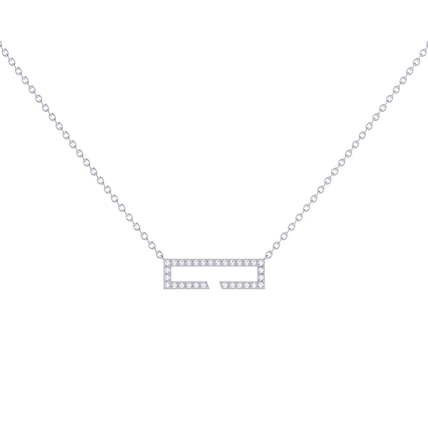 LuvMyJewelry Swing Rectangle Diamond Necklace in Sterling Silver