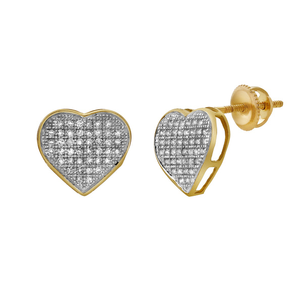 LuvMyJewelry Swoon 10K Yellow Gold Cluster Diamond Unisex Earrings - 0.23 Cts