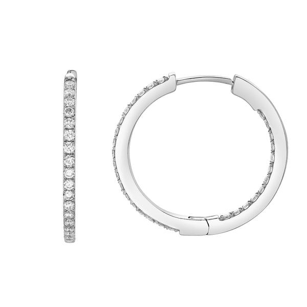 LuvMyJewelry Sylviana Sleek Inside Out Hoop Earrings In 14K White Gold