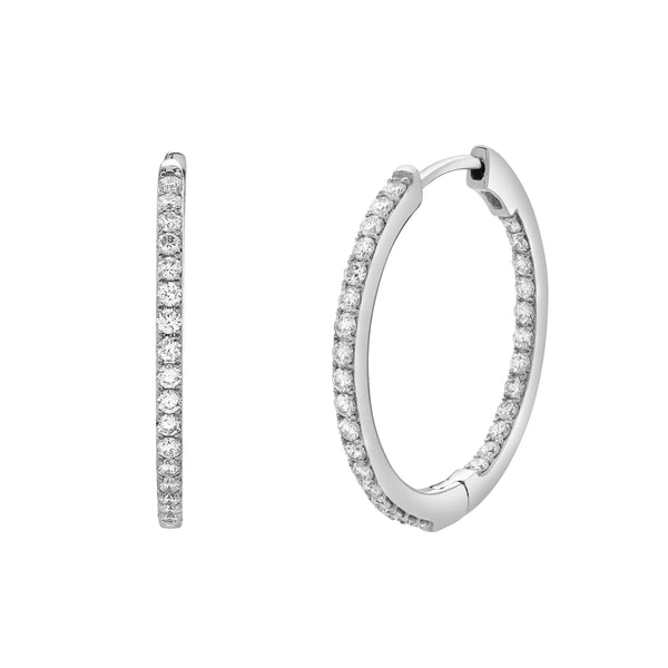 LuvMyJewelry Sylviana Sleek Inside Out Hoop Earrings in 14K White Gold