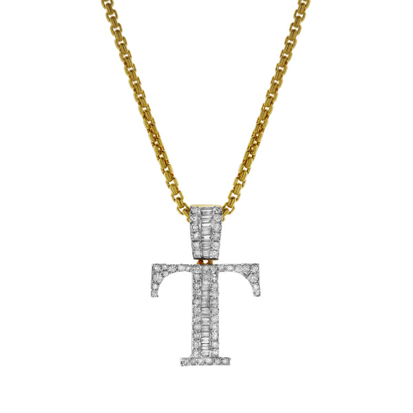 LuvMyJewelry T Initial Diamond Pendant 10K Yellow Gold - 0.59 Carats