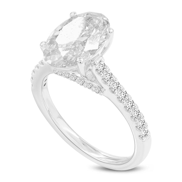 LuvMyJewelry Tasia 14K White Gold Oval Lab Grown Diamond Engagement Ring - 3.4 Ct