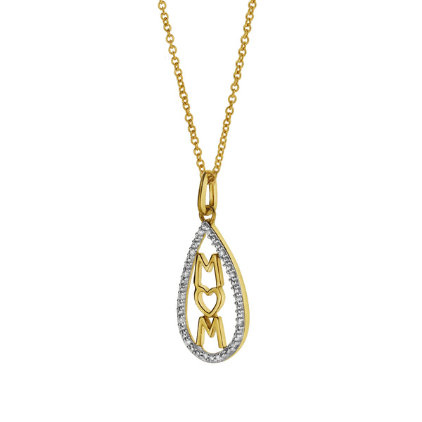 LuvMyJewelry Teardrop Mom Diamond Pendant In 10K Yellow Gold