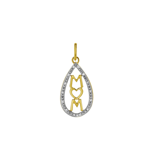 LuvMyJewelry Teardrop Mom Diamond Pendant In 10K Yellow Gold