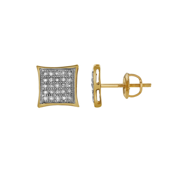 LuvMyJewelry Tempero 10K Yellow Gold Diamond Unisex Earrings - 0.16 Cts