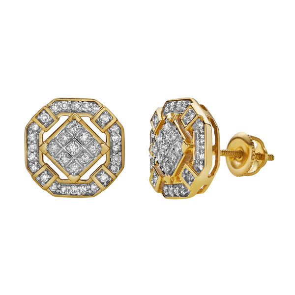 LuvMyJewelry Tempestade 10K Yellow Gold Diamond Unisex Earrings - 0.32 Cts