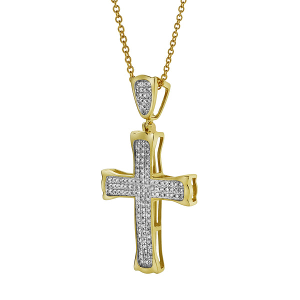 LuvMyJewelry Templar Cross Diamond Pendant In 10K Yellow Gold