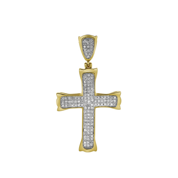 LuvMyJewelry Templar Cross Diamond Pendant In 10K Yellow Gold