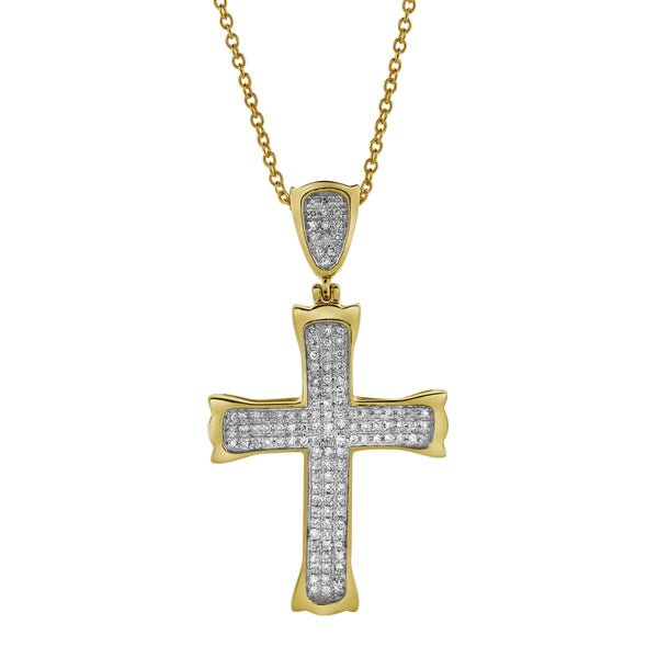 LuvMyJewelry Templar Cross Diamond Pendant in 10K Yellow Gold
