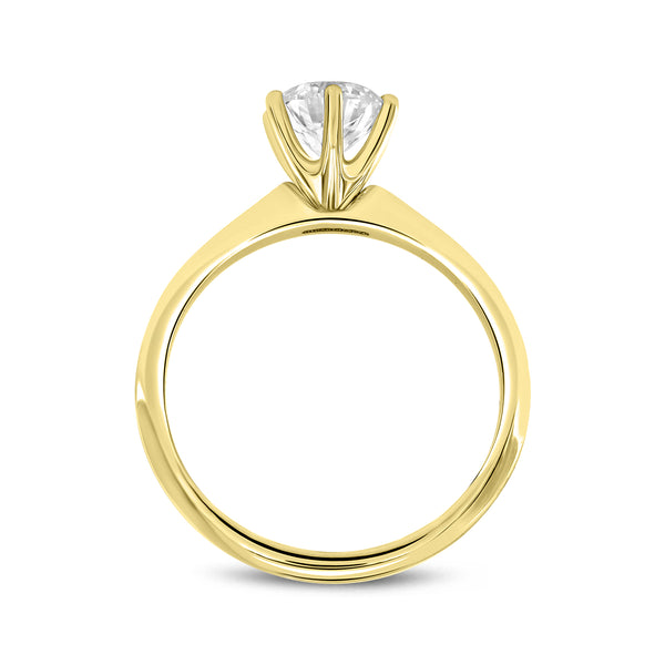 LuvMyJewelry Tesi 14K Yellow Gold Round Shape Lab Grown Diamond Solitaire Ring - 1 Ct