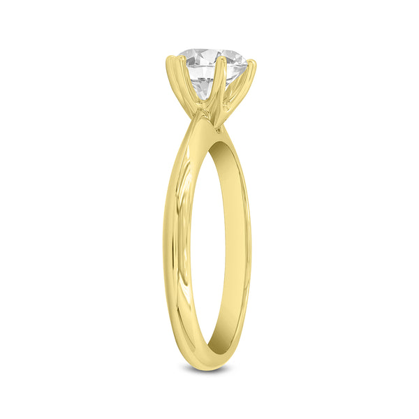 LuvMyJewelry Tesi 14K Yellow Gold Round Shape Lab Grown Diamond Solitaire Ring - 1 Ct