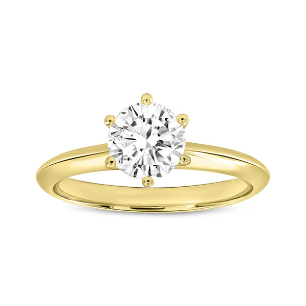 LuvMyJewelry Tesi 14K Yellow Gold Round Shape Lab Grown Diamond Solitaire Ring - 1 Ct