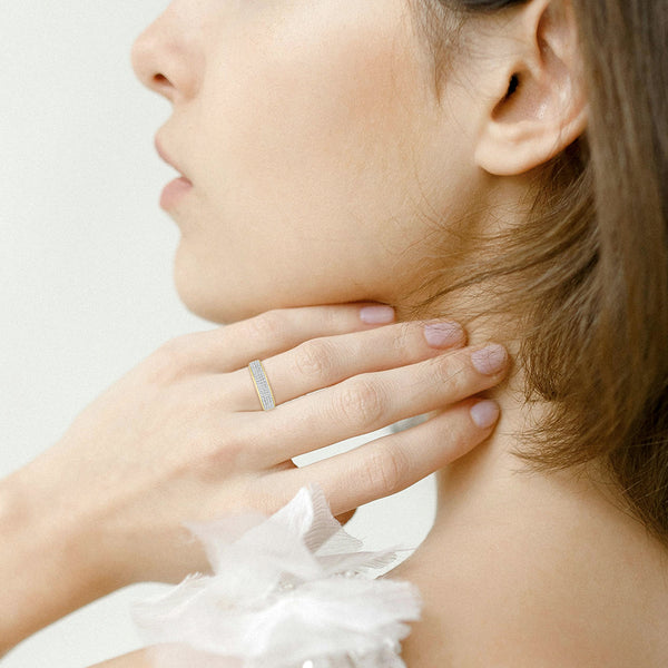 LuvMyJewelry Tessera Unisex Diamond Band Ring In 10K Gold