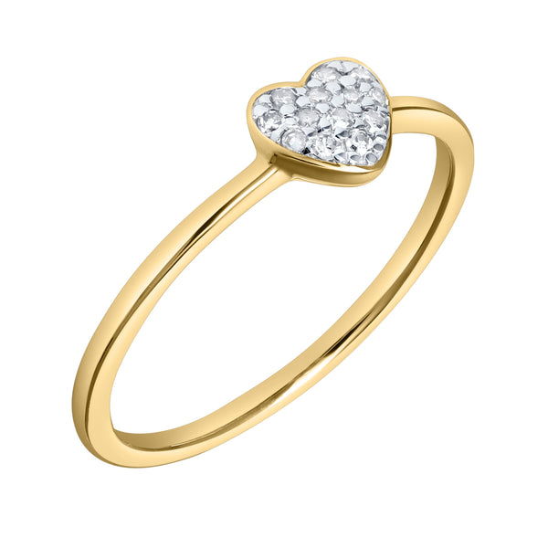LuvMyJewelry Thea Diamond Pave Heart Ring In 14K Yellow Gold - 0.09 Ct