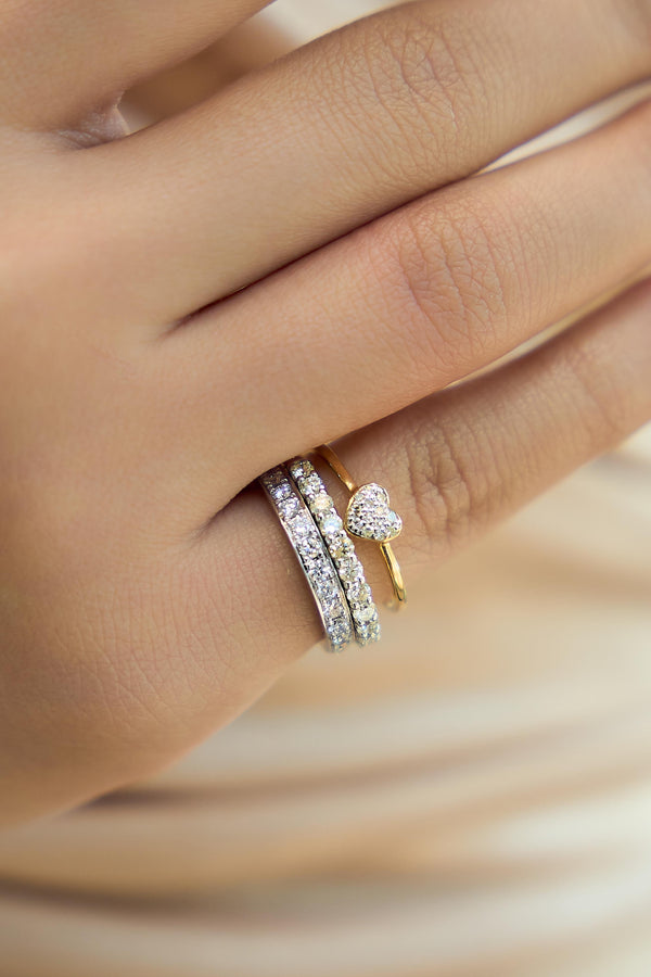 LuvMyJewelry Thea Diamond Pave Heart Ring In 14K Yellow Gold - 0.09 Ct