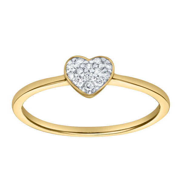 LuvMyJewelry Thea Diamond Pave Heart Ring in 14K Yellow Gold - 0.09 ct