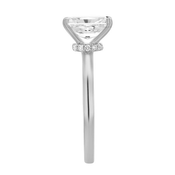 LuvMyJewelry Tia 14K White Gold Radiant Lab Grown Diamond Hidden Halo Ring - 2.1 Ct