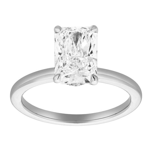 LuvMyJewelry Tia 14K White Gold Radiant Lab Grown Diamond Hidden Halo Ring - 2.1 Ct